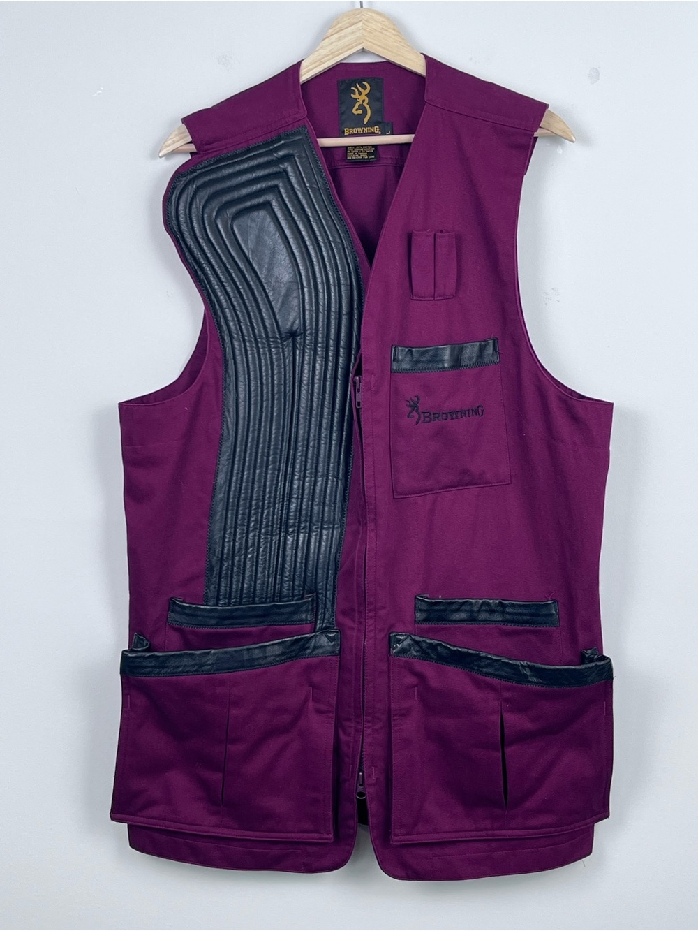 Vintage Browning Men's Leather Trimmed Trap/ Skeet Shooting Vest Size L; Hunting